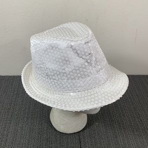FlashingBlinkyLights Fedora Hat Womens White Sequined Light Up Flashing Trilby